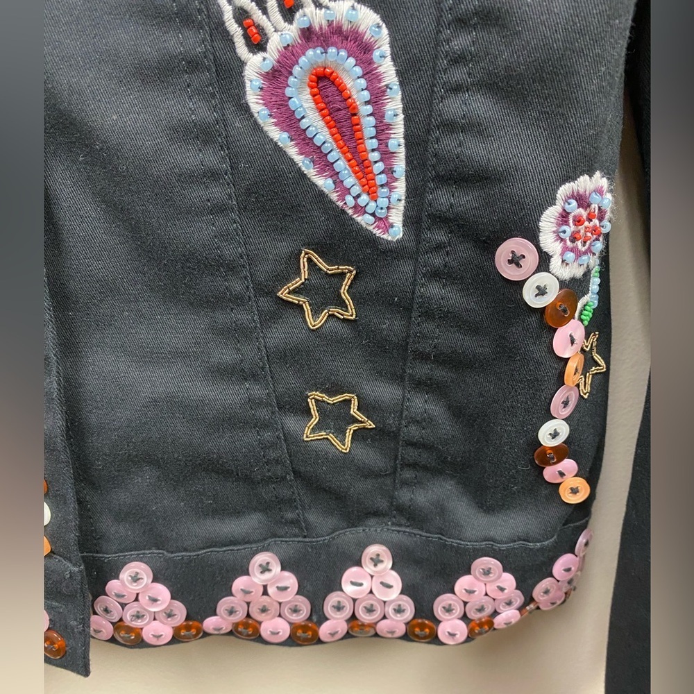 Desigual Ferrara Black Embellished Studded Embroidered Jacket Size 36, US Size 4 - Picture 8 of 16
